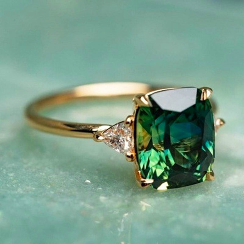 Chance - Green Zirconium Ring in Gold