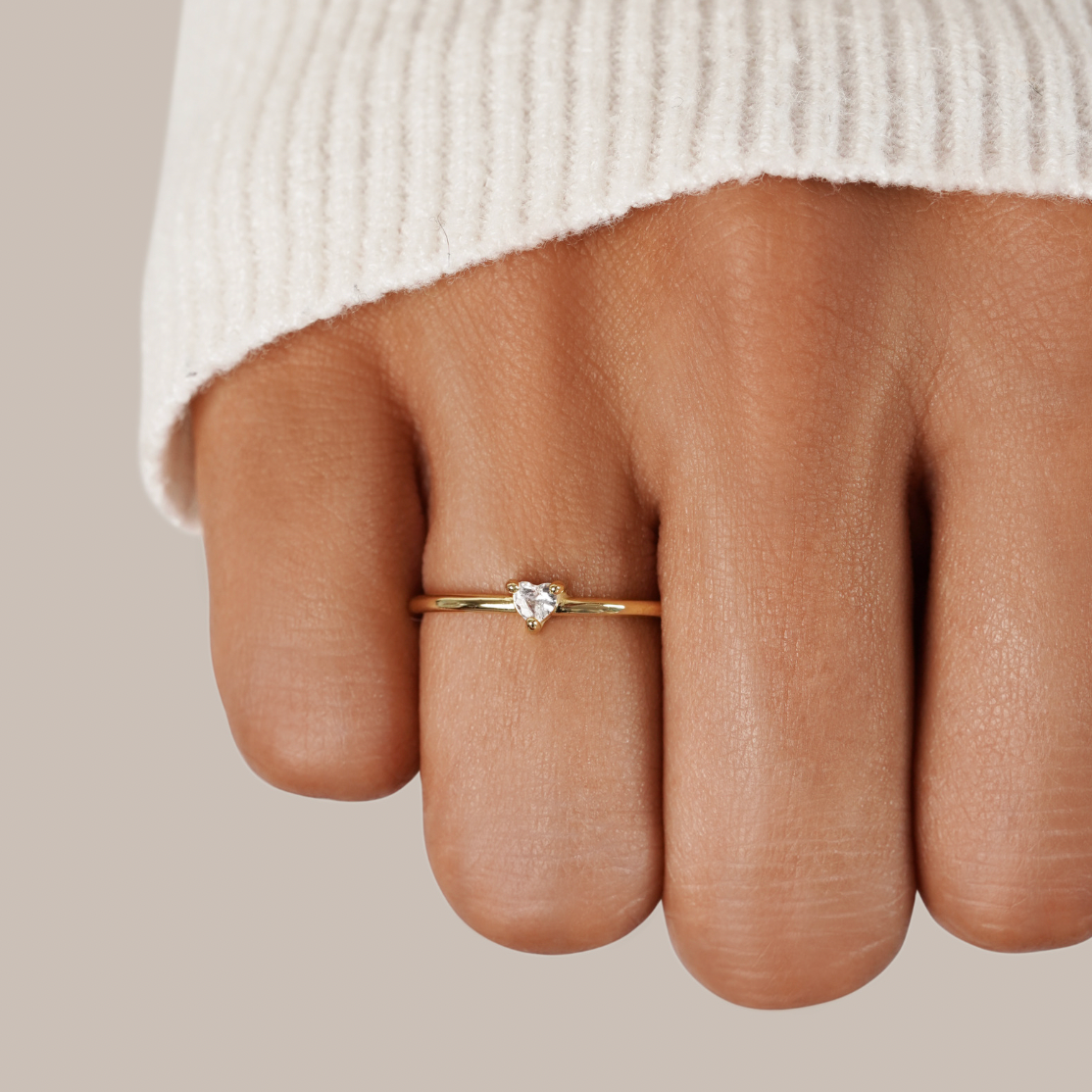 Love - Heart Shaped Crystal Ring