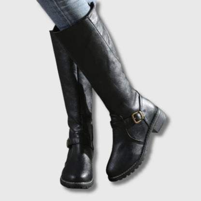 Kate™ | Knee-High Boots with Buckle & Zip