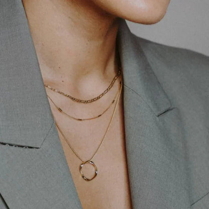 Three Row Open Circle Necklace