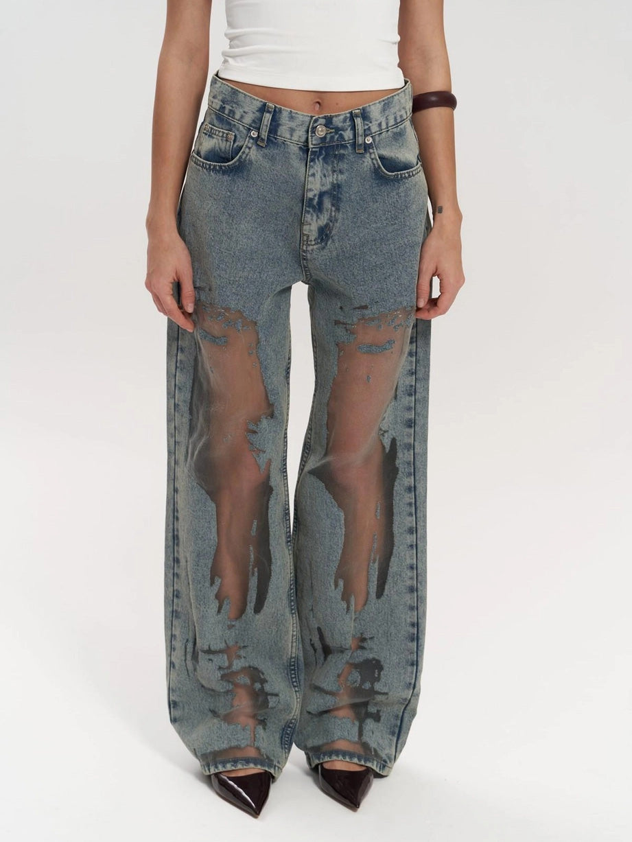 Lysandra - High-Waisted Transparent Jeans