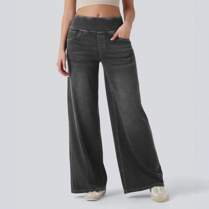 Women’s Elasticated Waistband Wide Leg Denim Jeans