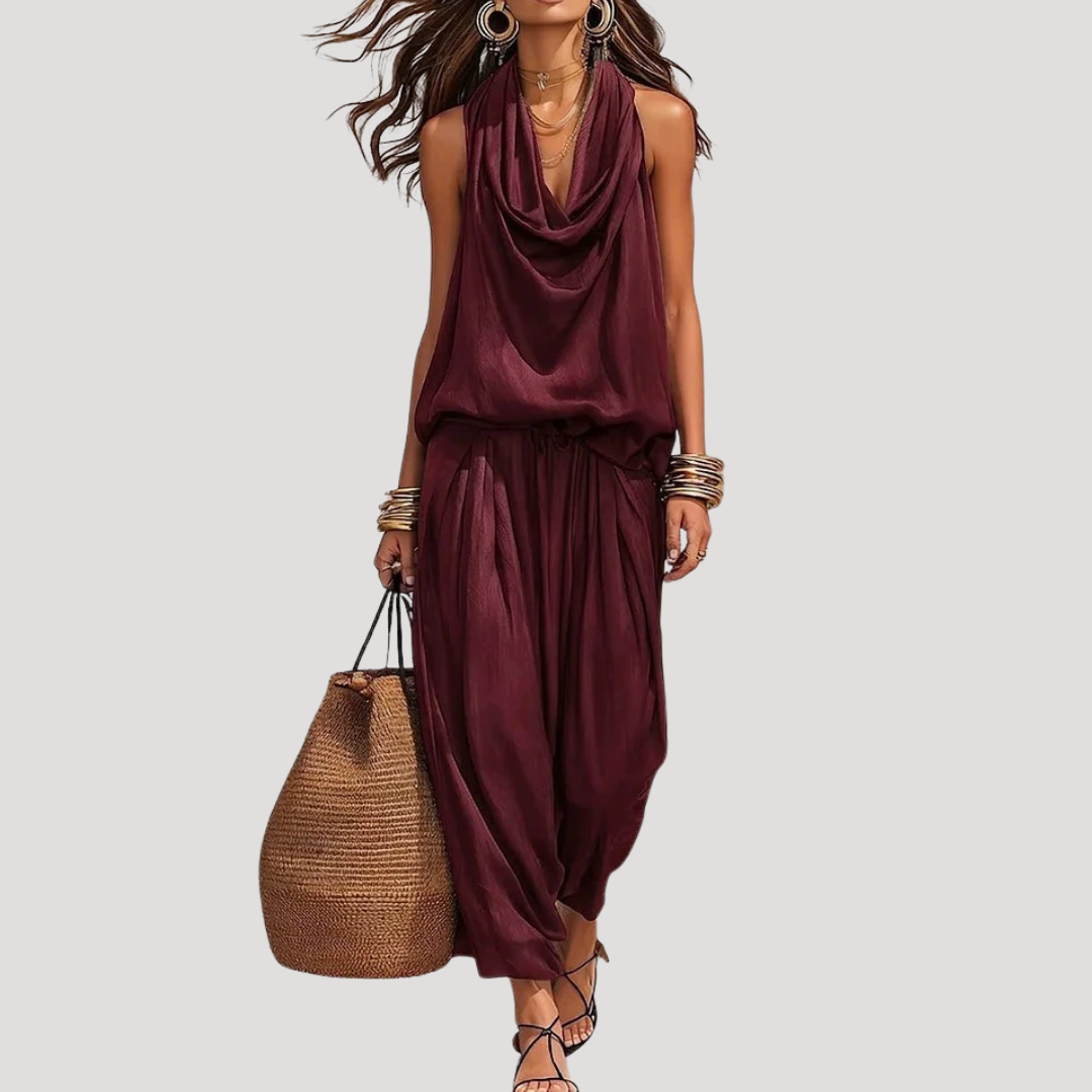 Women’s Summer Comfort Draped Co Ord Trouser Set