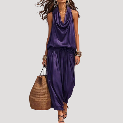 Women’s Summer Comfort Draped Co Ord Trouser Set