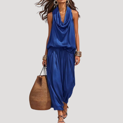Women’s Summer Comfort Draped Co Ord Trouser Set
