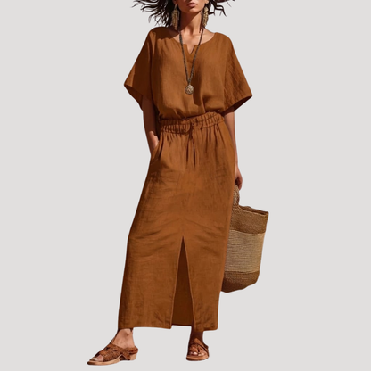 Women’s Summer Comfort Slit Midi Skirt Co Ord Set