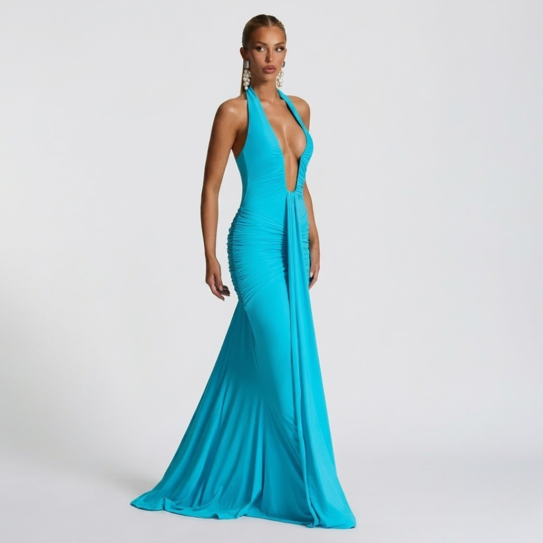 Women’s Elegant Halter Neck Maxi Dress for Evening Events