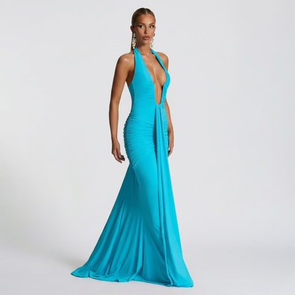Women’s Elegant Halter Neck Maxi Dress for Evening Events