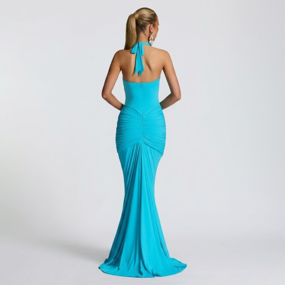 Women’s Elegant Halter Neck Maxi Dress for Evening Events