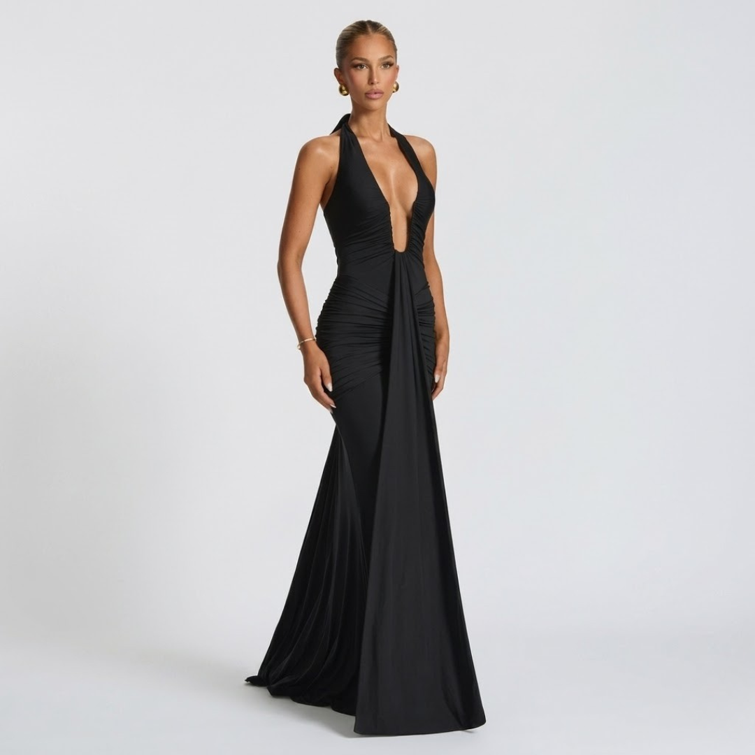 Women’s Elegant Halter Neck Maxi Dress for Evening Events