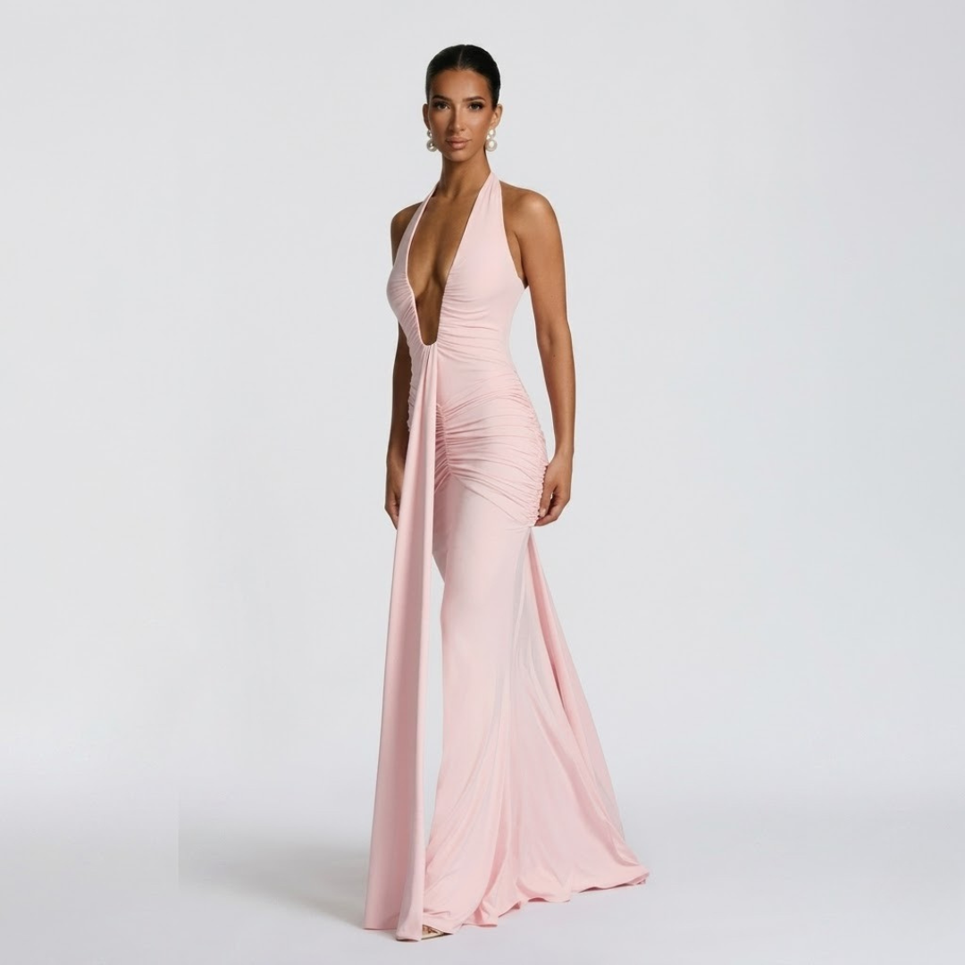 Women’s Elegant Halter Neck Maxi Dress for Evening Events