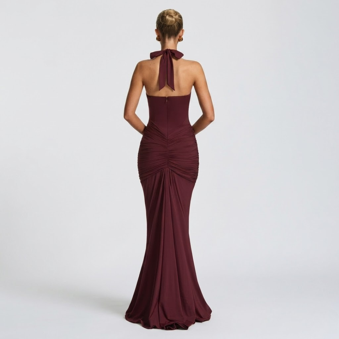 Women’s Elegant Halter Neck Maxi Dress for Evening Events