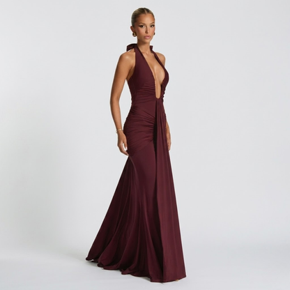 Women’s Elegant Halter Neck Maxi Dress for Evening Events