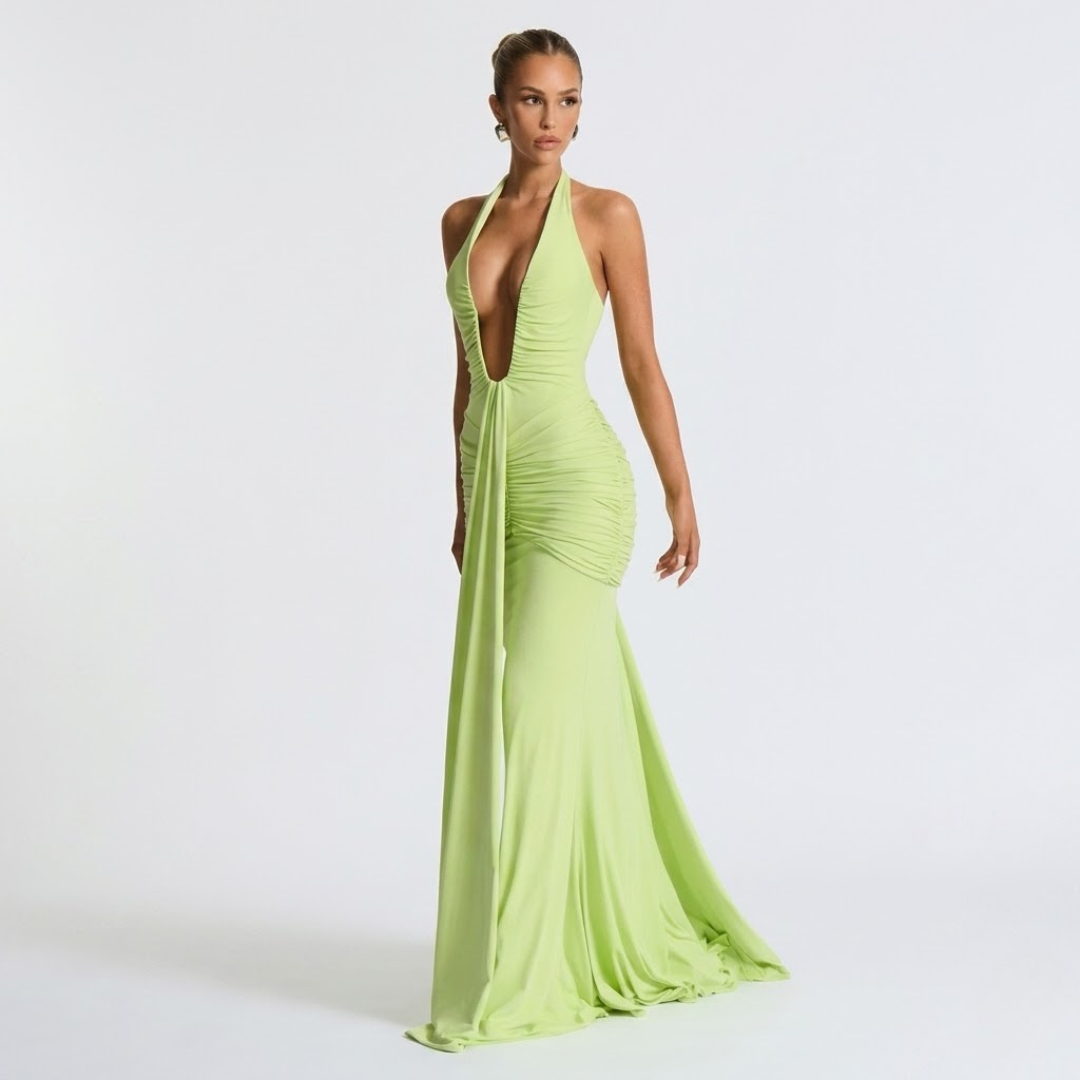 Women’s Elegant Halter Neck Maxi Dress for Evening Events