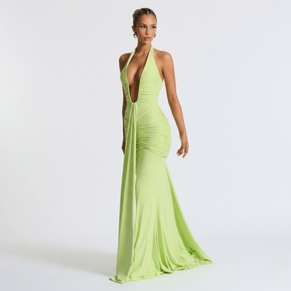 Women’s Elegant Halter Neck Maxi Dress for Evening Events