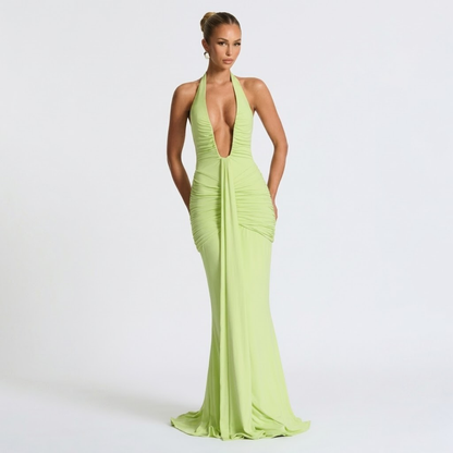 Women’s Elegant Halter Neck Maxi Dress for Evening Events