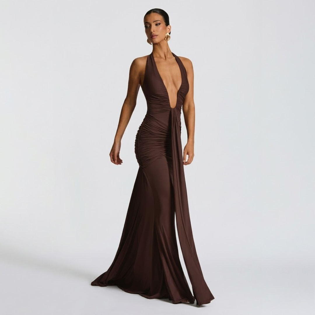 Women’s Elegant Halter Neck Maxi Dress for Evening Events