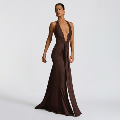 Women’s Elegant Halter Neck Maxi Dress for Evening Events
