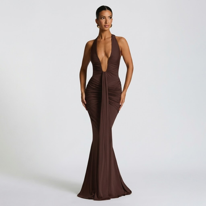 Women’s Elegant Halter Neck Maxi Dress for Evening Events