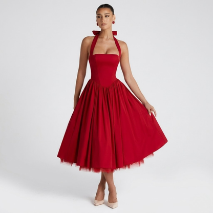 Women’s Elegant Halter A-Line Evening Midi Dress