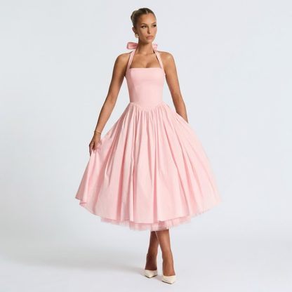 Women’s Elegant Halter A-Line Evening Midi Dress