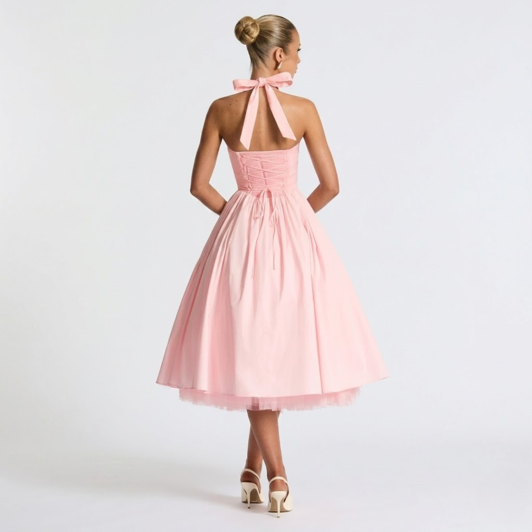 Women’s Elegant Halter A-Line Evening Midi Dress