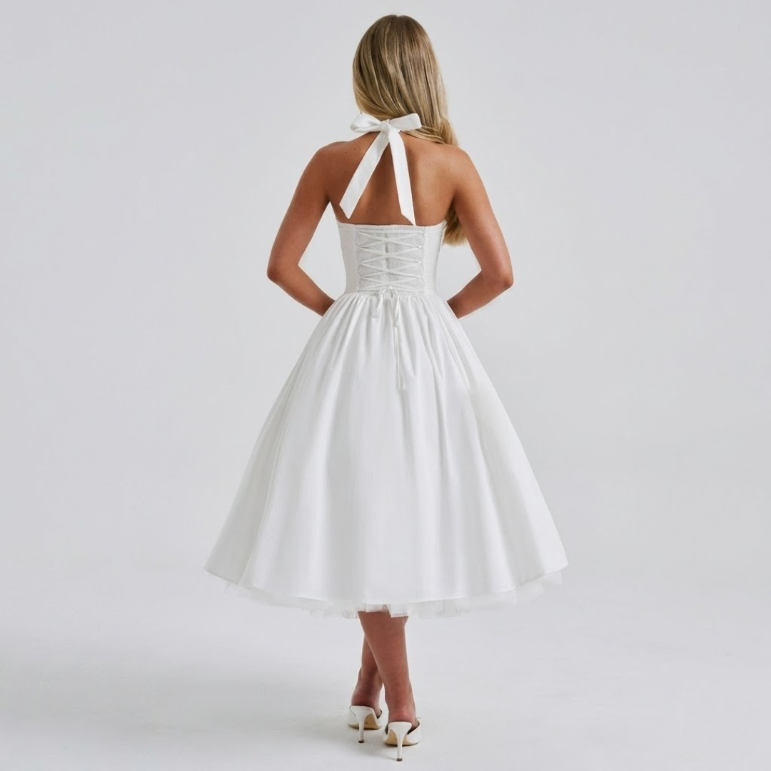 Women’s Elegant Halter A-Line Evening Midi Dress