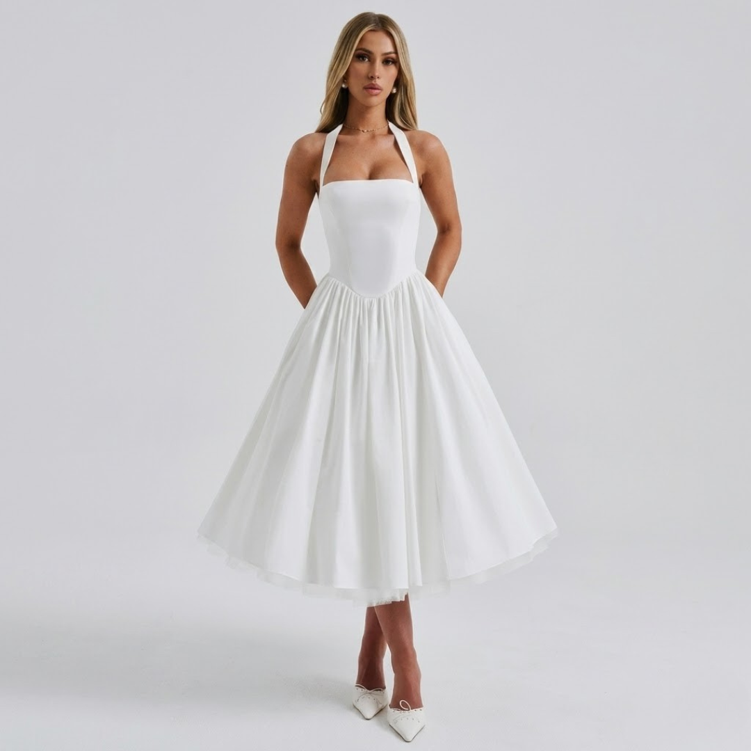 Women’s Elegant Halter A-Line Evening Midi Dress