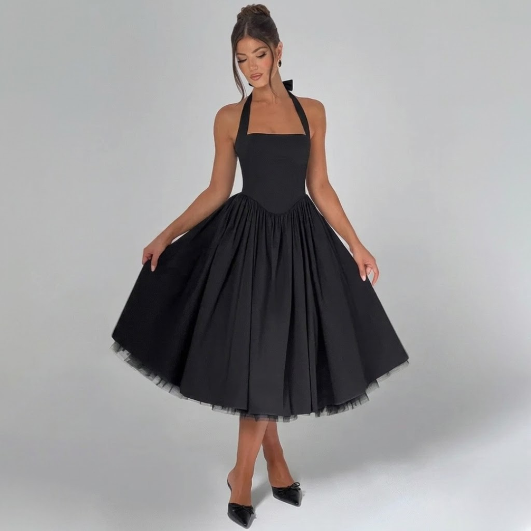Women’s Elegant Halter A-Line Evening Midi Dress
