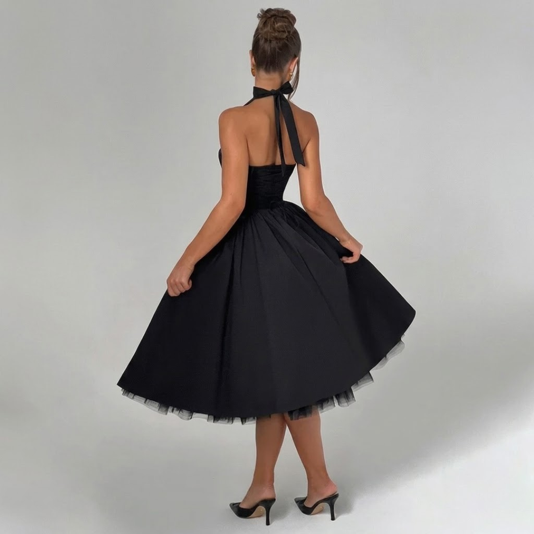 Women’s Elegant Halter A-Line Evening Midi Dress