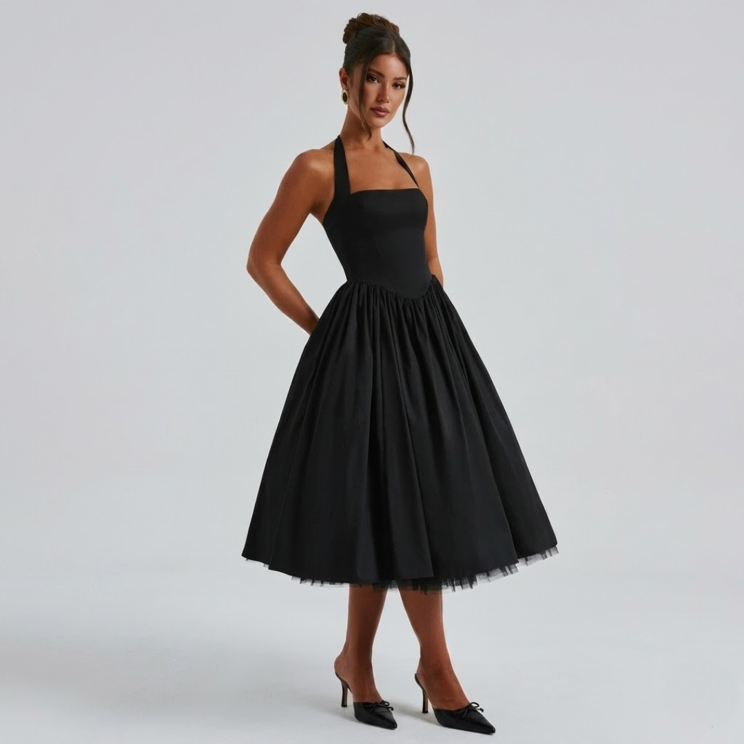 Women’s Elegant Halter A-Line Evening Midi Dress