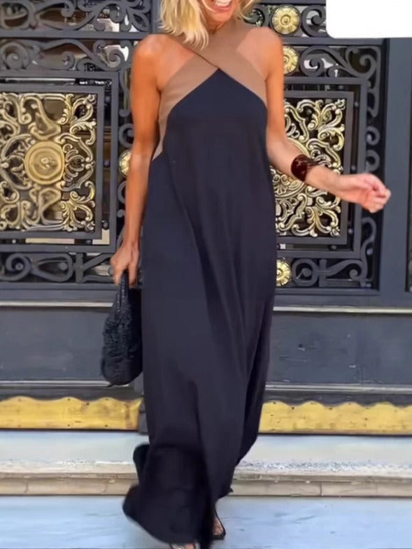 Chiessa | Elegant Backless Dress with Stylish Cross Neckline