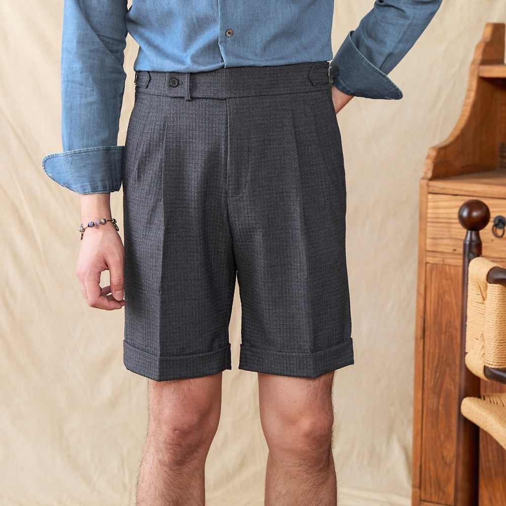 Cagliari Pleated Seersucker Waffle Shorts