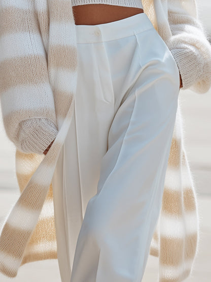 Marly - Striped Cream Knitted Cardigan