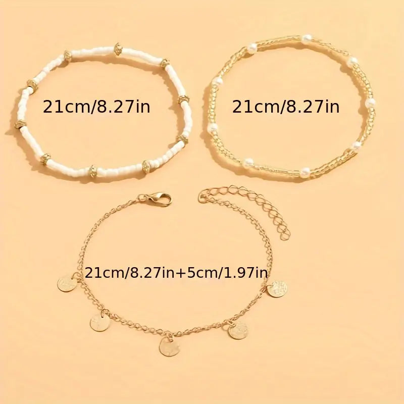 Set of 3 Layered Anklets