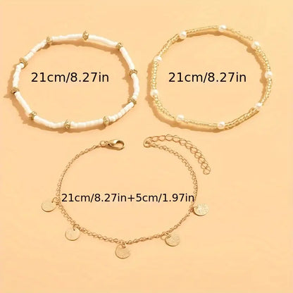 Set of 3 Layered Anklets