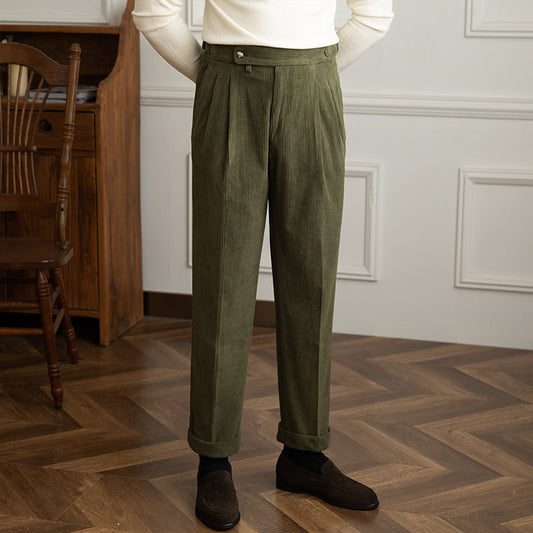 Vintage Corduroy Trousers Dorchester with Double Pleat