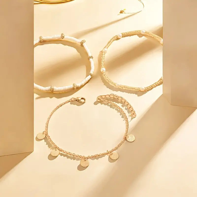 Set of 3 Layered Anklets