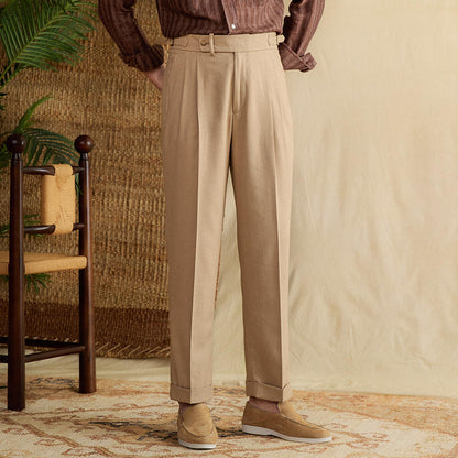Monaco Double Pleat Linen Trousers