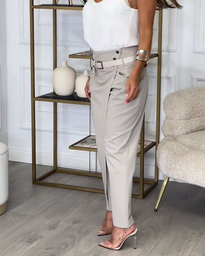 Sybille - Patchwork Trousers with Belt
