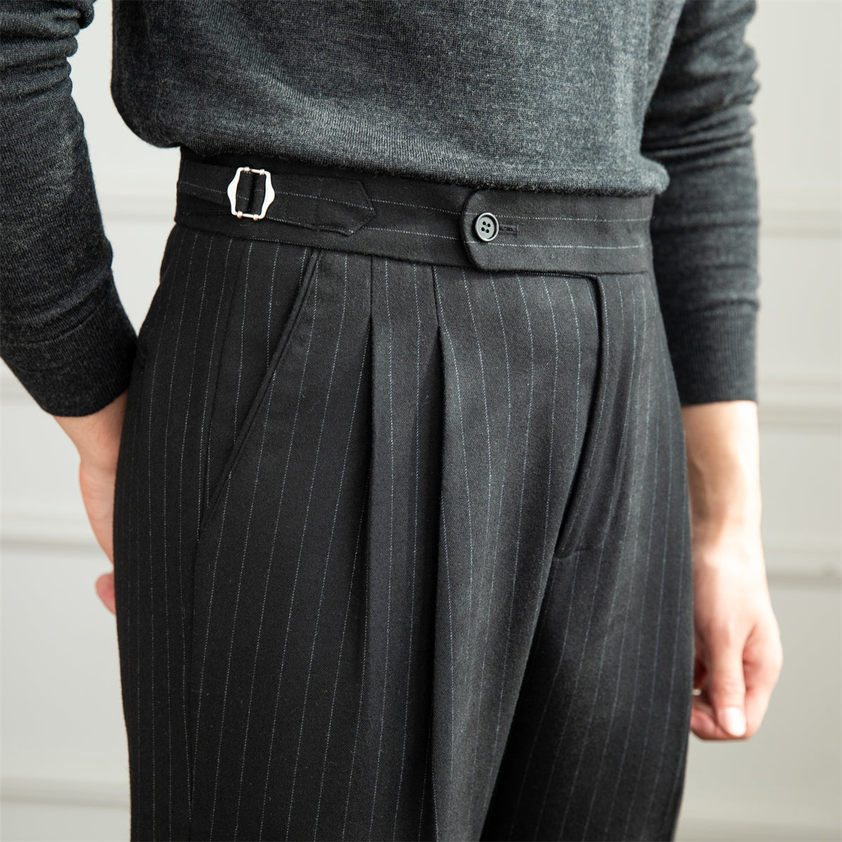 Pinstripe Pleated Banking Trousers "Frankfurt"