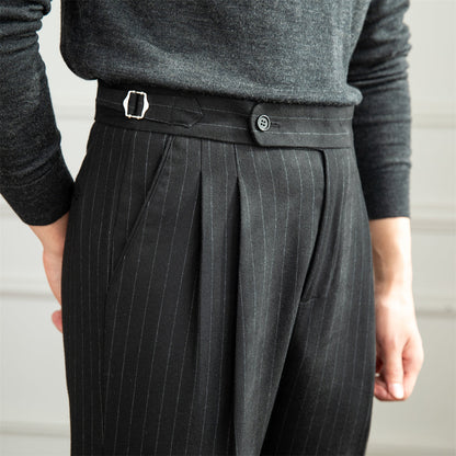 Pinstripe Pleated Banking Trousers "Frankfurt"