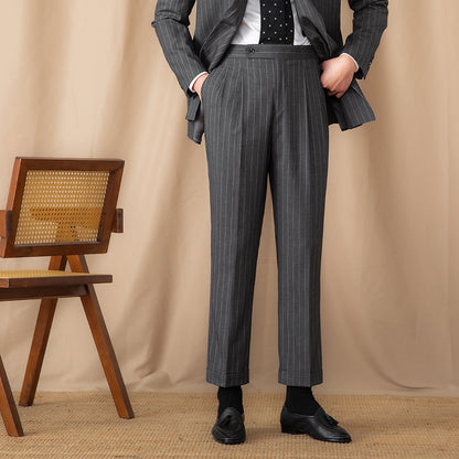 Mayfair Pinstripe Trousers with Double Pleat