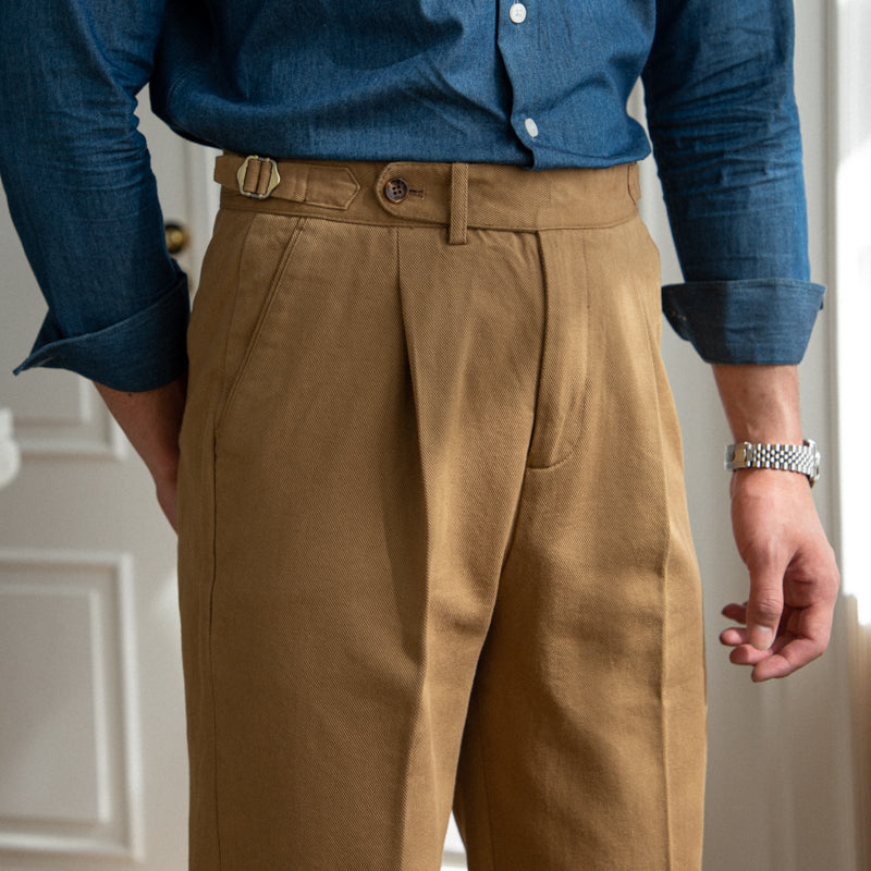 Straight Cotton Canvas Trousers Antibes