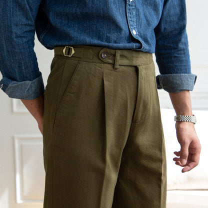 Straight Cotton Canvas Trousers Antibes
