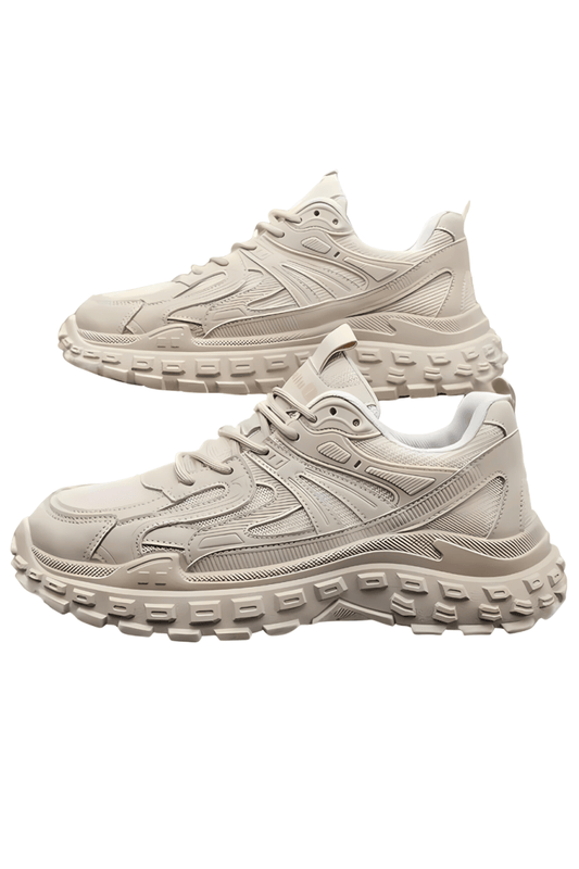 Men's Beige Lightweight Breathable Trainers with Rubber Sole