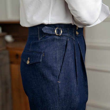 Double Pleat Denim Work Trousers "Rome"