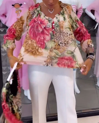 Elsie | Floral Blouse with V-Neck