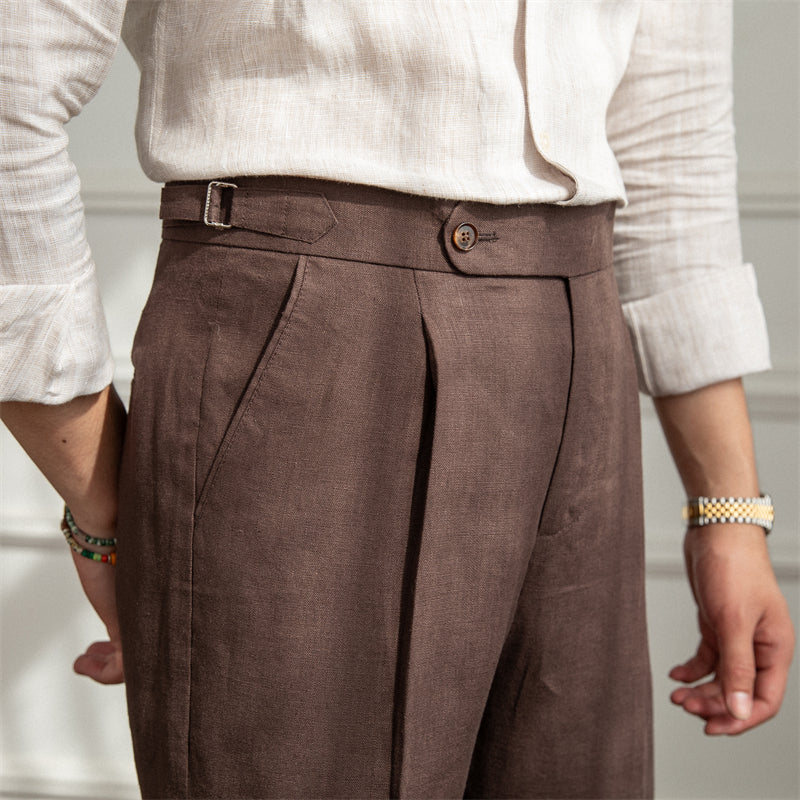 Pleated Linen Trousers Monte Carlo