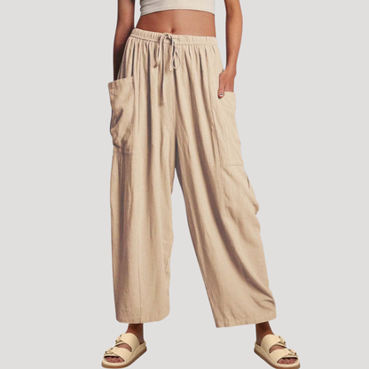 Women’s Easy Wear Wide Leg Drawstring Trousers